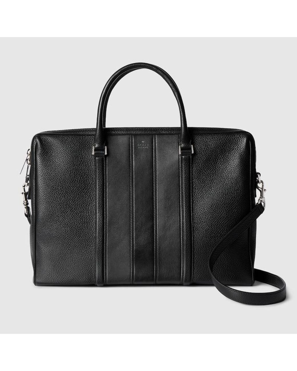 Gucci Black Web Trademark Medium Briefcase, Leather for men