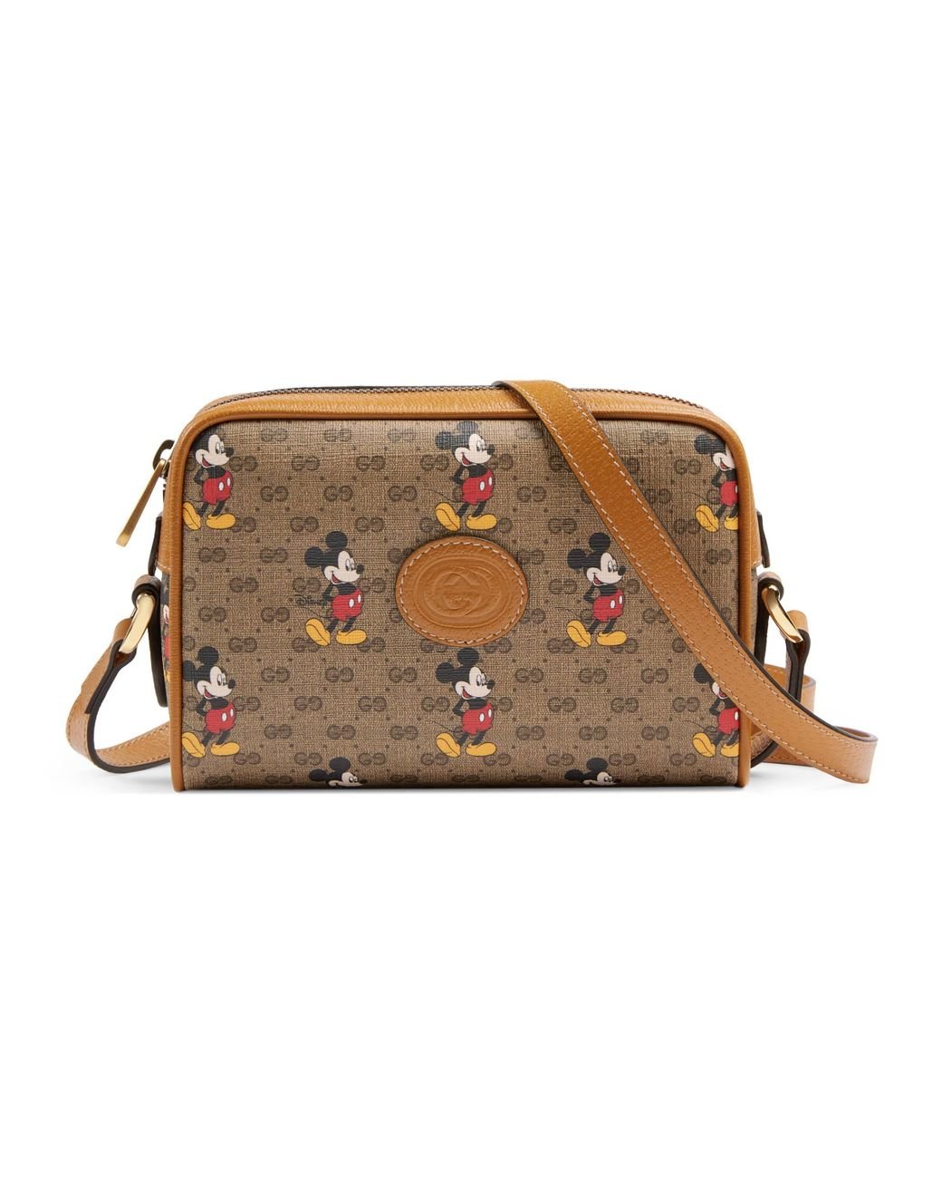 Gucci x Disney Mickey Mouse Print Canvas Leather Bucket Shoulder