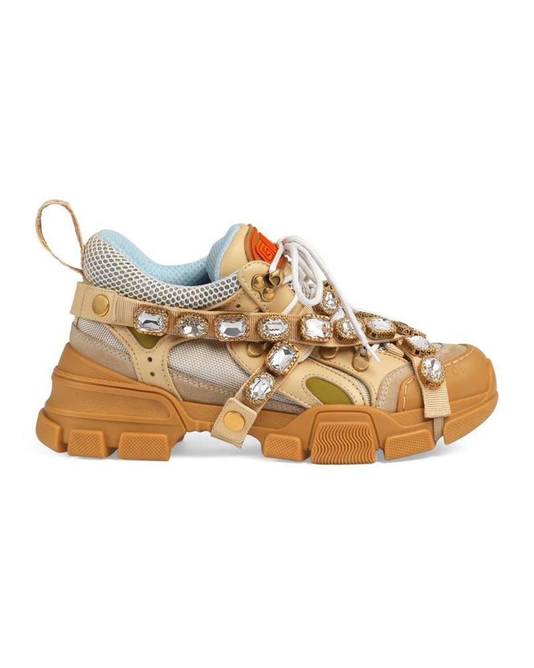Gucci Flashtrek Sneaker With Removable Crystals in Natural Lyst