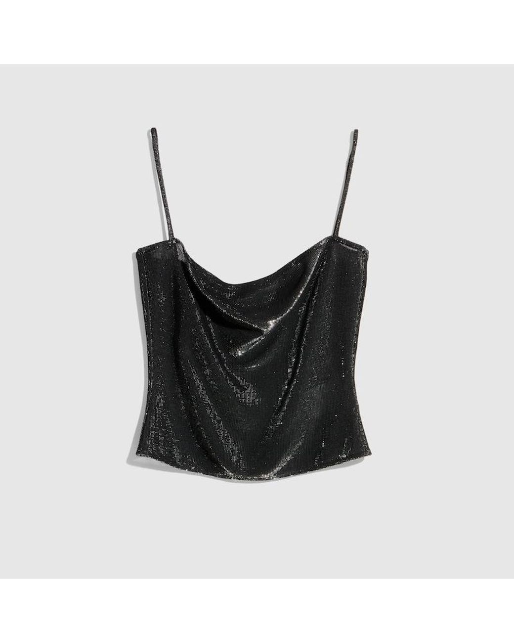 Gucci Black Jersey Top With Iridescent Effect, Size 40 It, Ready-To-Wear