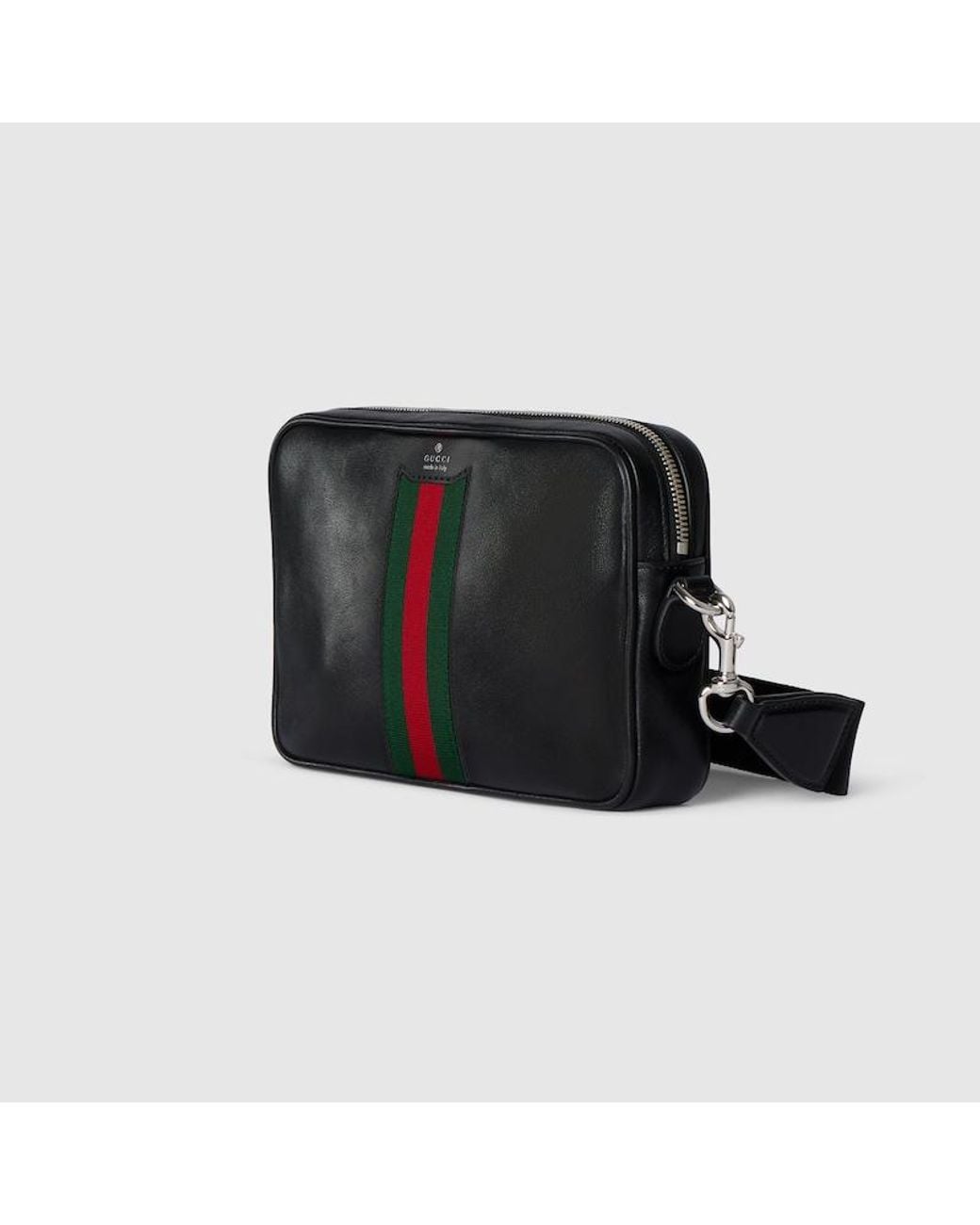 Gucci Black Web Trademark Small Crossbody Bag, Leather for men
