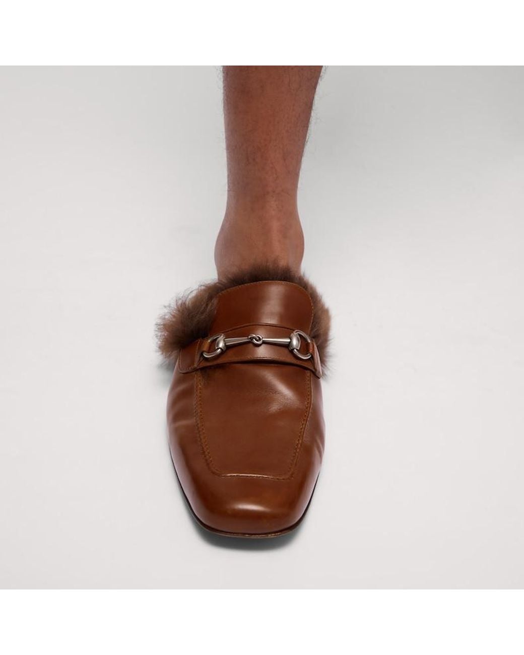 Gucci Brown Slipper With Horsebit, Leather