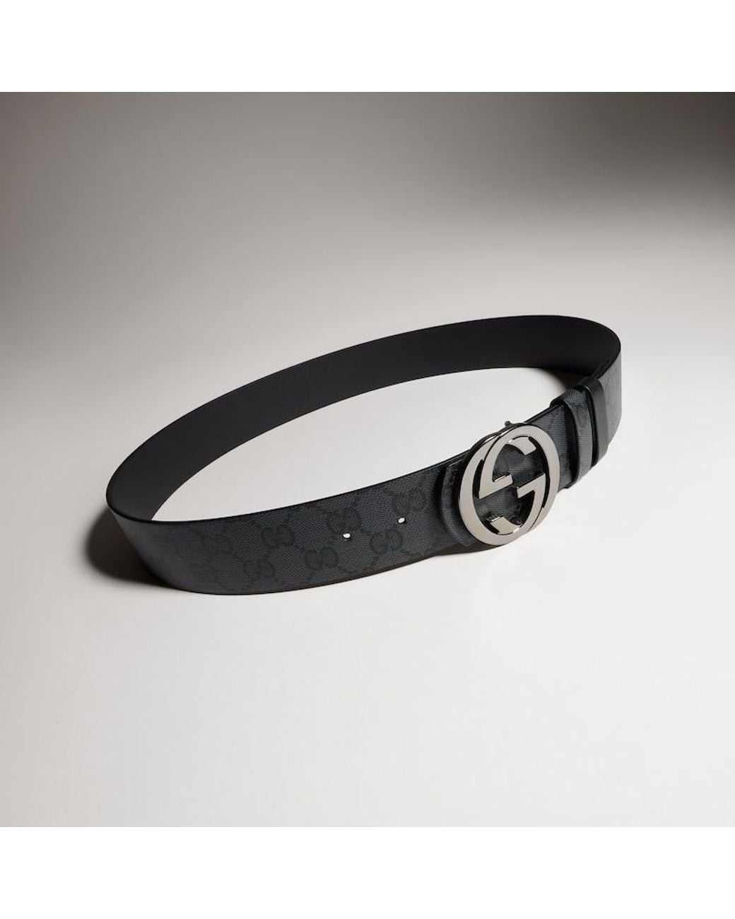 Gucci Black Reversible Belt With Interlocking G Buckle, Size 115, Leather for men