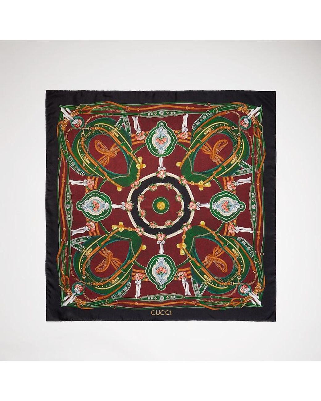 Gucci Green "Salon Privé" Printed Silk Carré