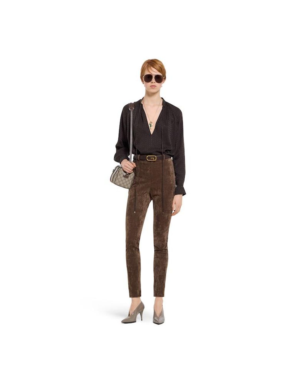 Gucci Black Horsebit Silk Jacquard Shirt