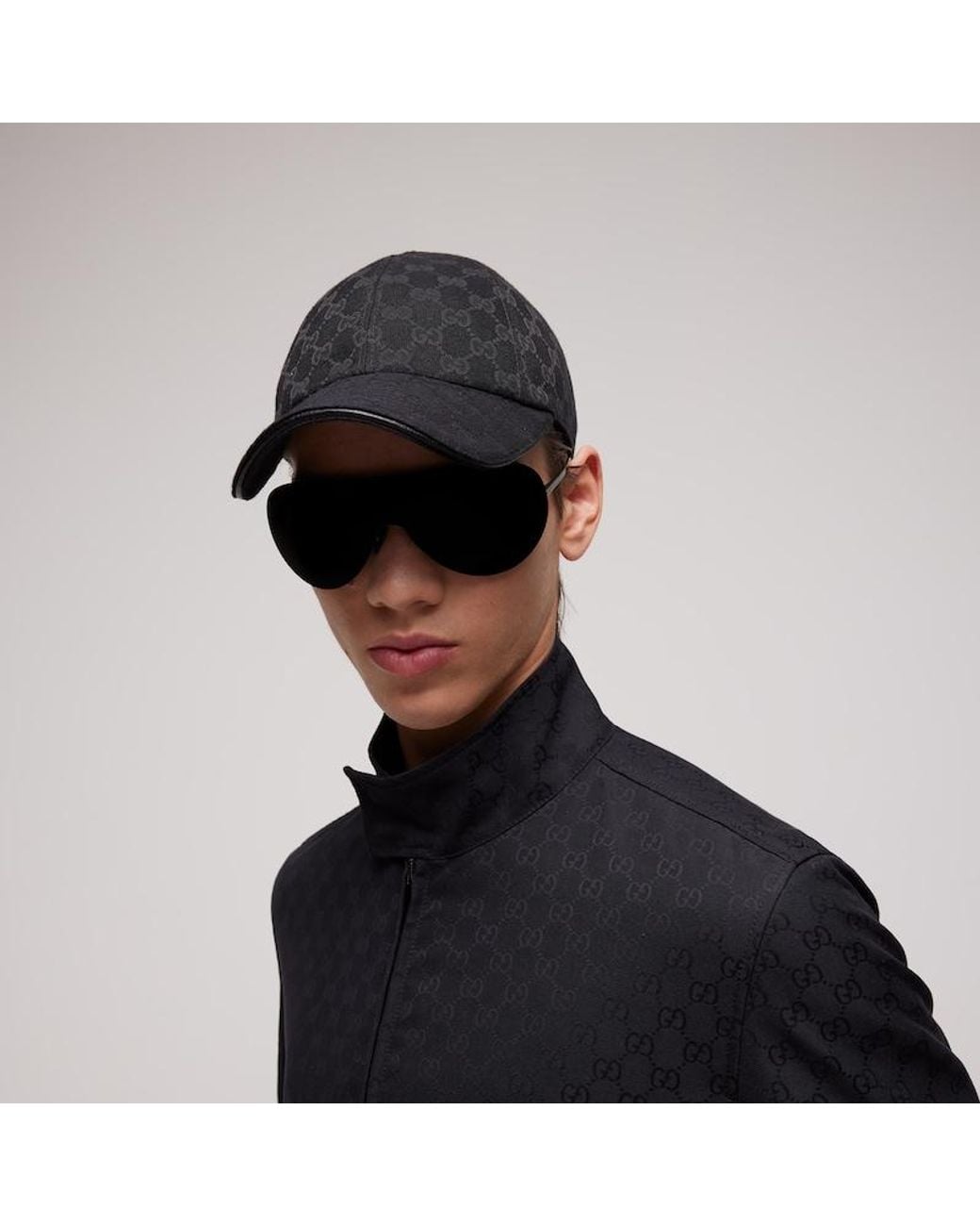 Gucci Black Gg Cotton Canvas Baseball Hat, Size M, Fabric