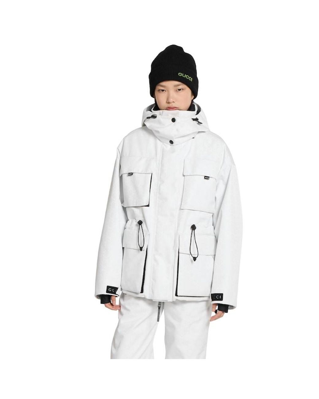 Gucci White Gg Technical Fabric Jacquard Jacket, Ready-To-Wear