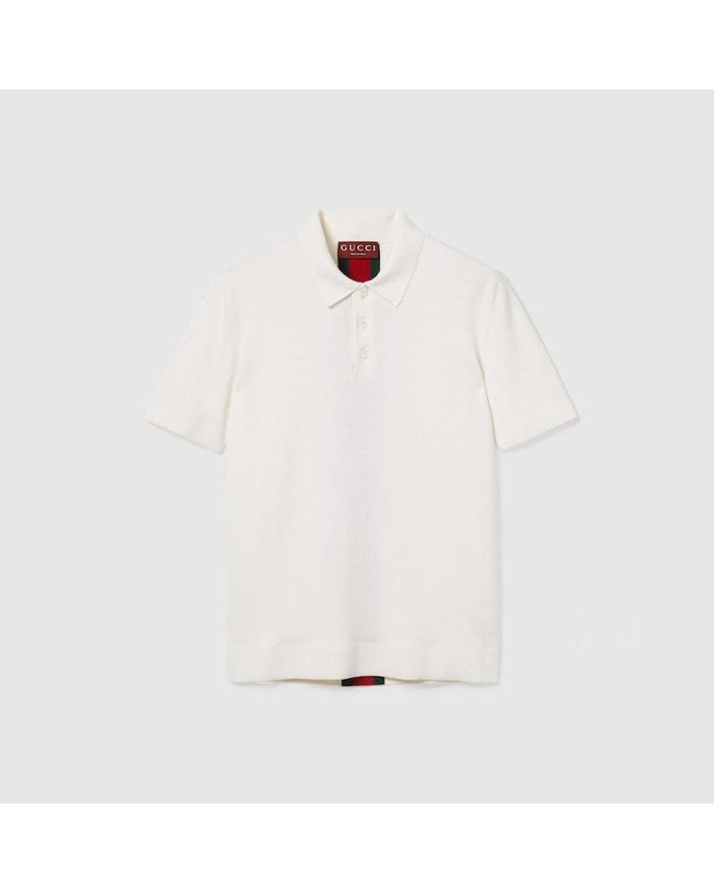 Gucci White Knit Wool Polo Shirt With Web for men