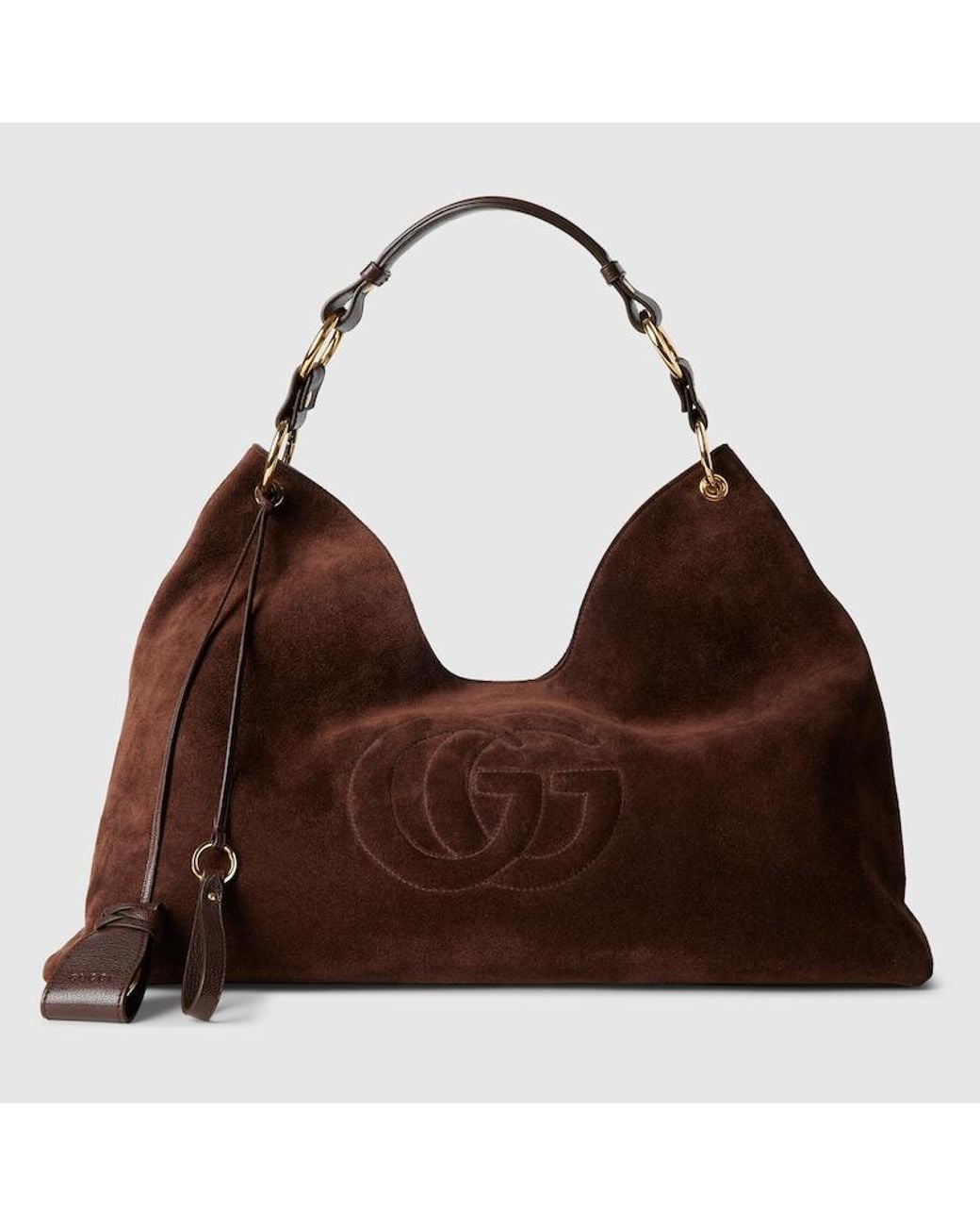 Gucci Brown Large Shoulder Bag With Double G Detail