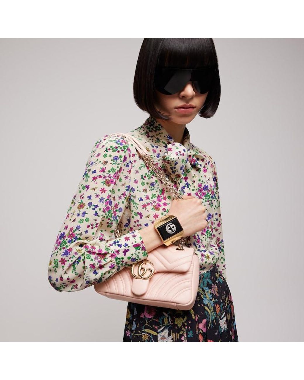 Gucci Pink Gg Marmont Small Shoulder Bag