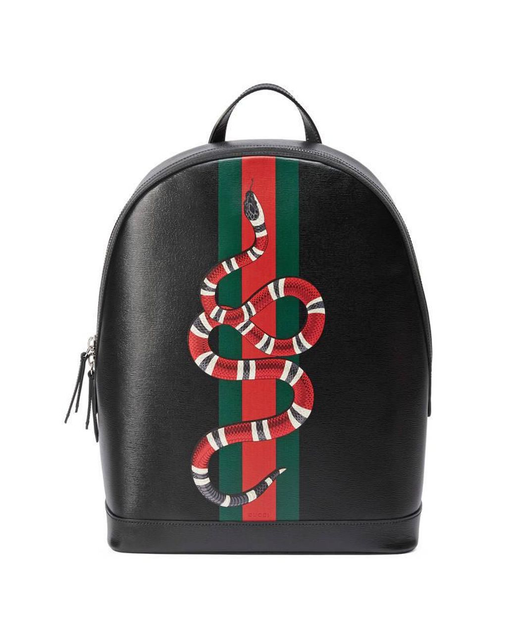 Gucci Web And Snake Print Leather Backpack in Black for Men