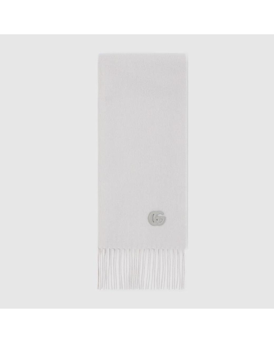 Gucci White Cashmere Scarf With Patch