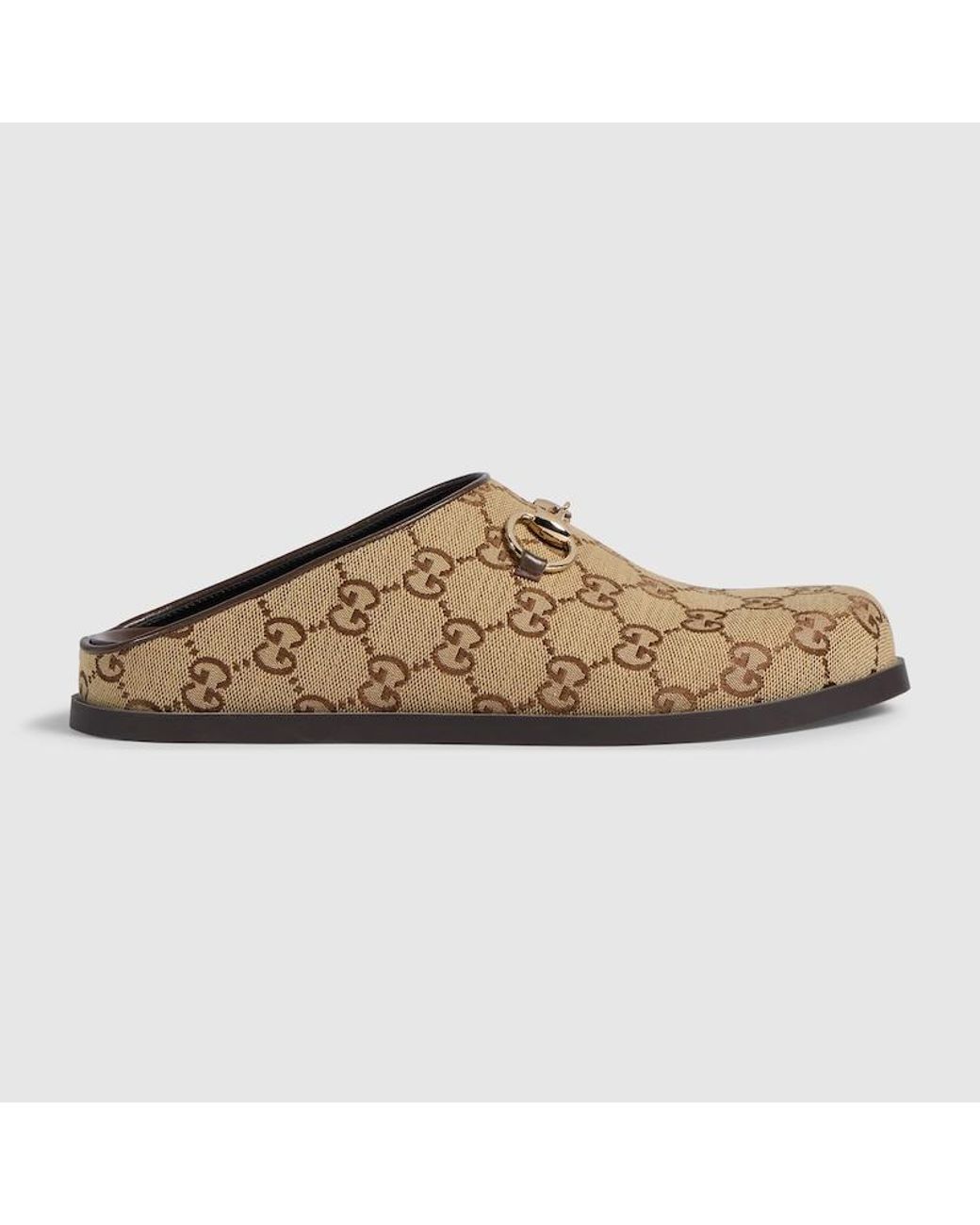 Gucci Natural Mule With Horsebit, Gg Canvas