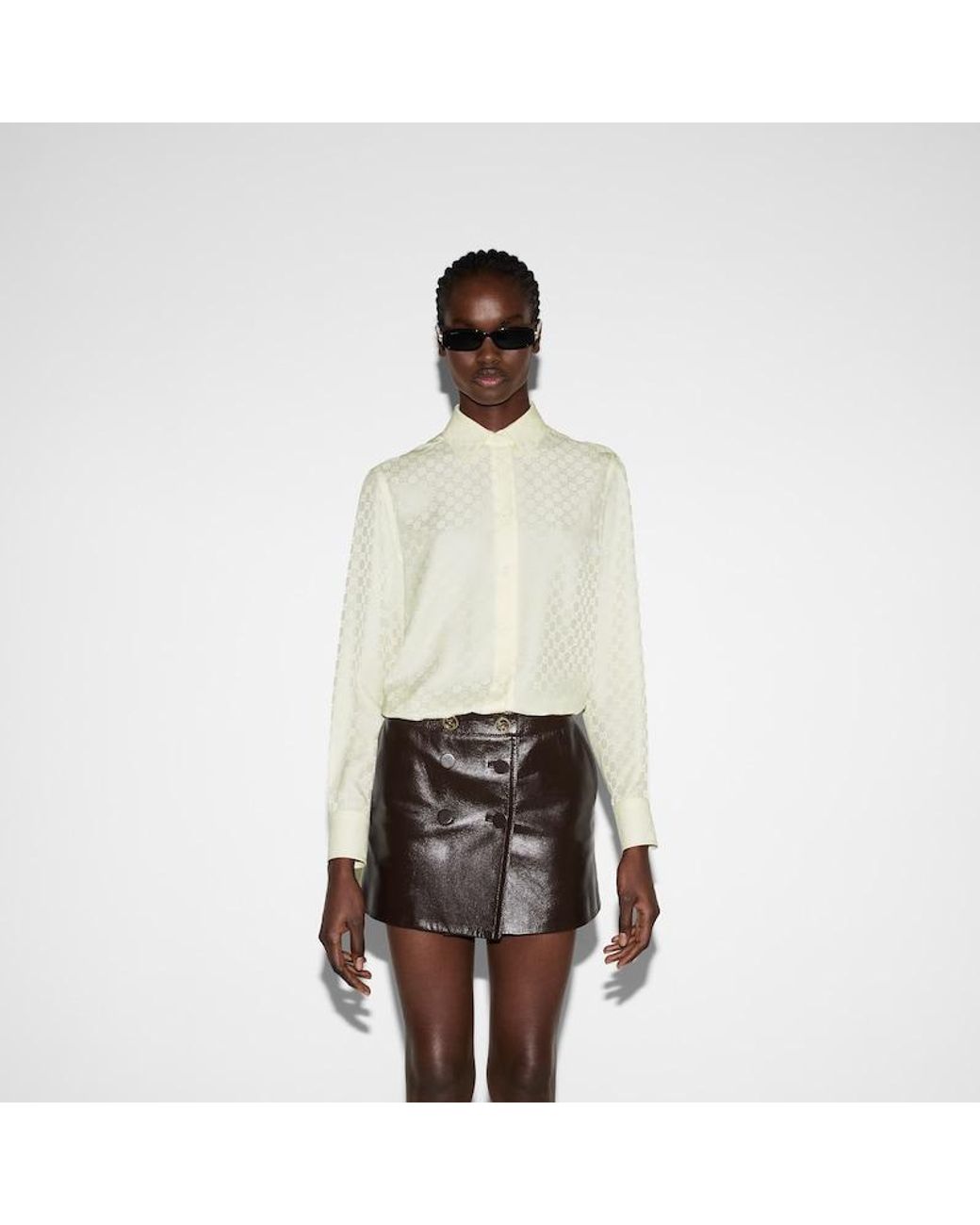 Gucci Natural Gg Crêpe Silk Shirt
