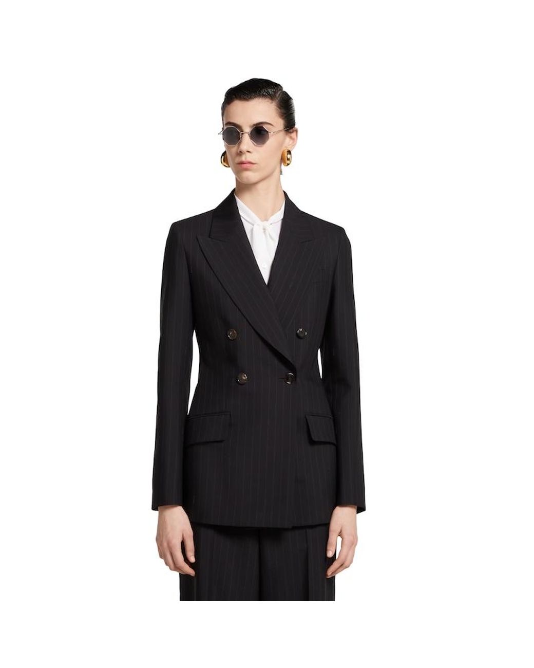 Gucci Black Pinstripe Wool Jacquard Jacket