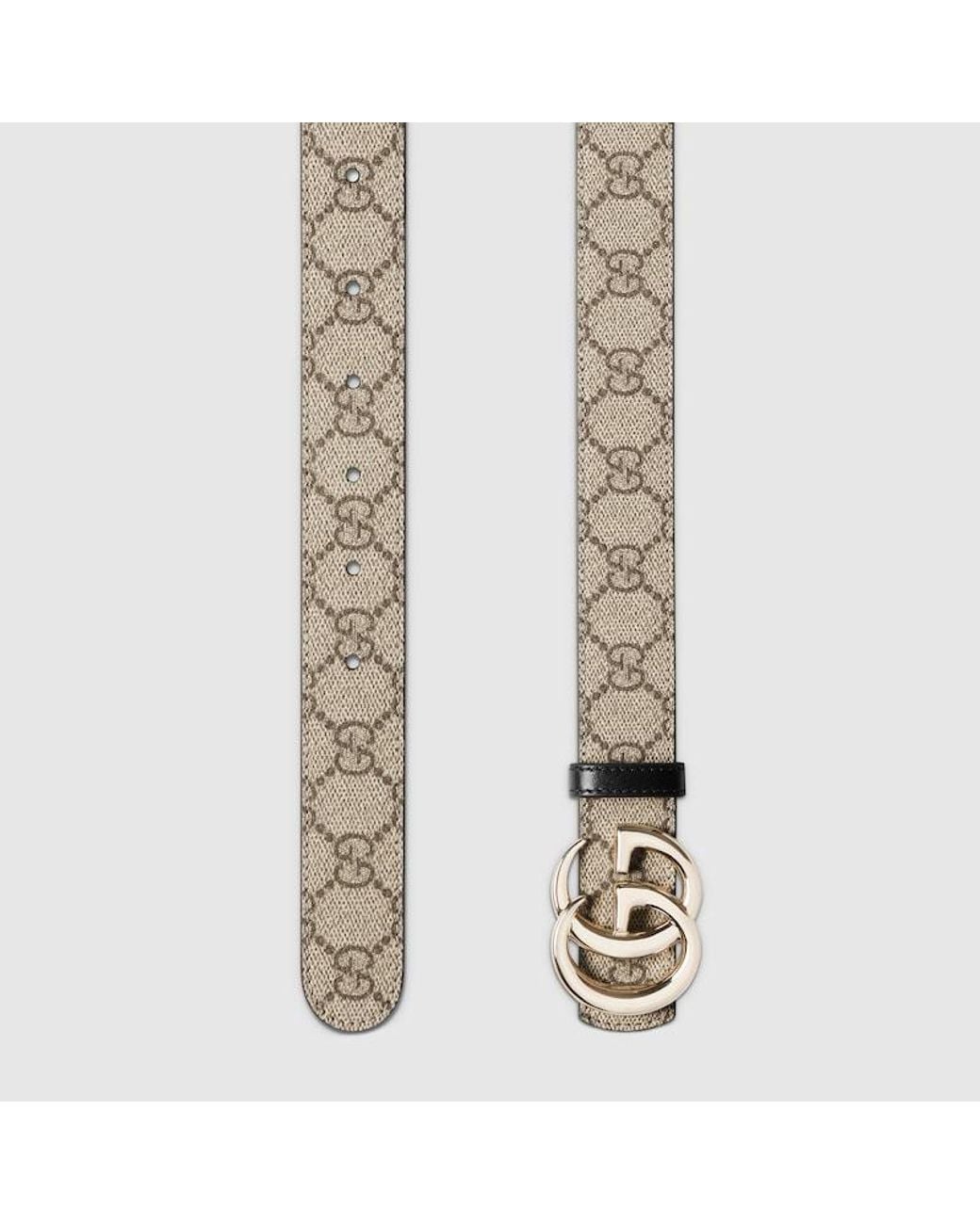 Gucci Black Reversible Gg Marmont Belt, Gg Canvas