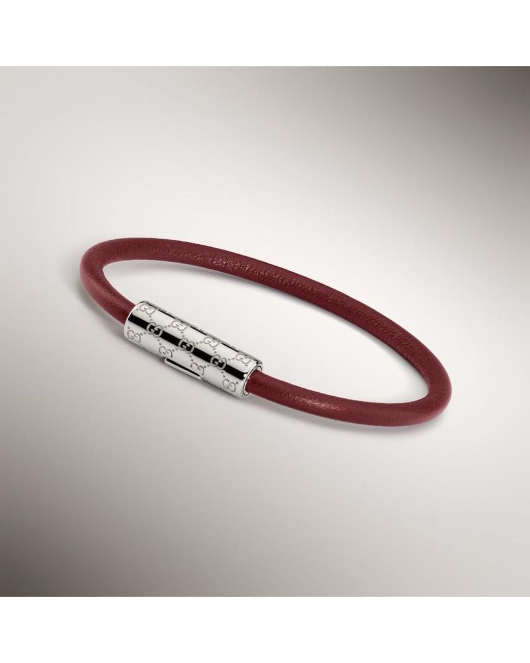 Gucci Red Bracelet With Gg Detail Leather