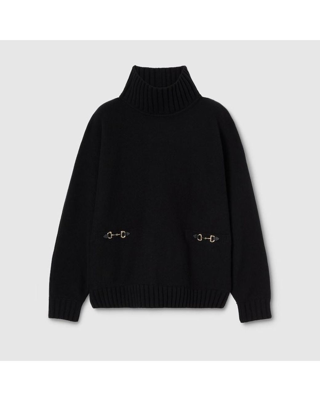 Gucci Black Wool Cashmere Sweater With Horsebit, Ready-To-Wear