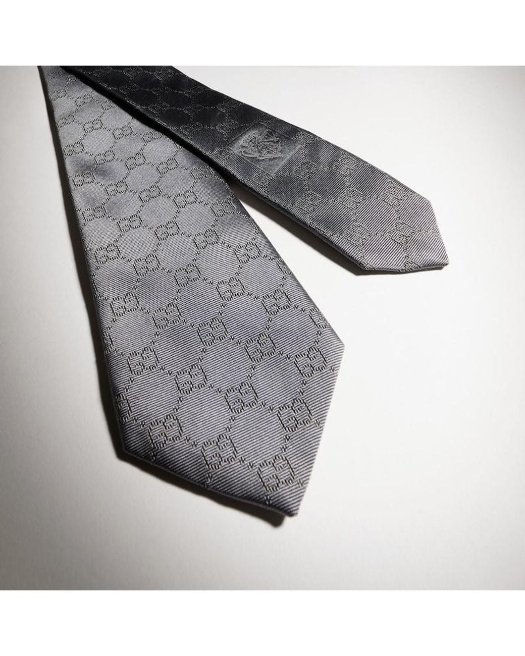 Gucci Gray Gg Silk Jacquard Tie for men