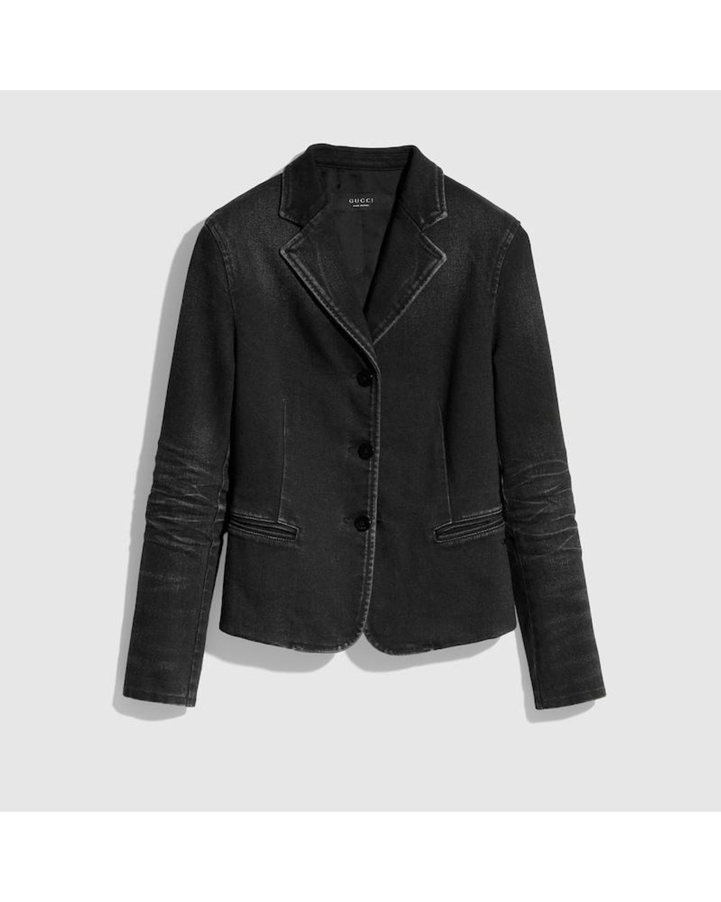 Gucci Black Stretch Cotton Denim Jacket