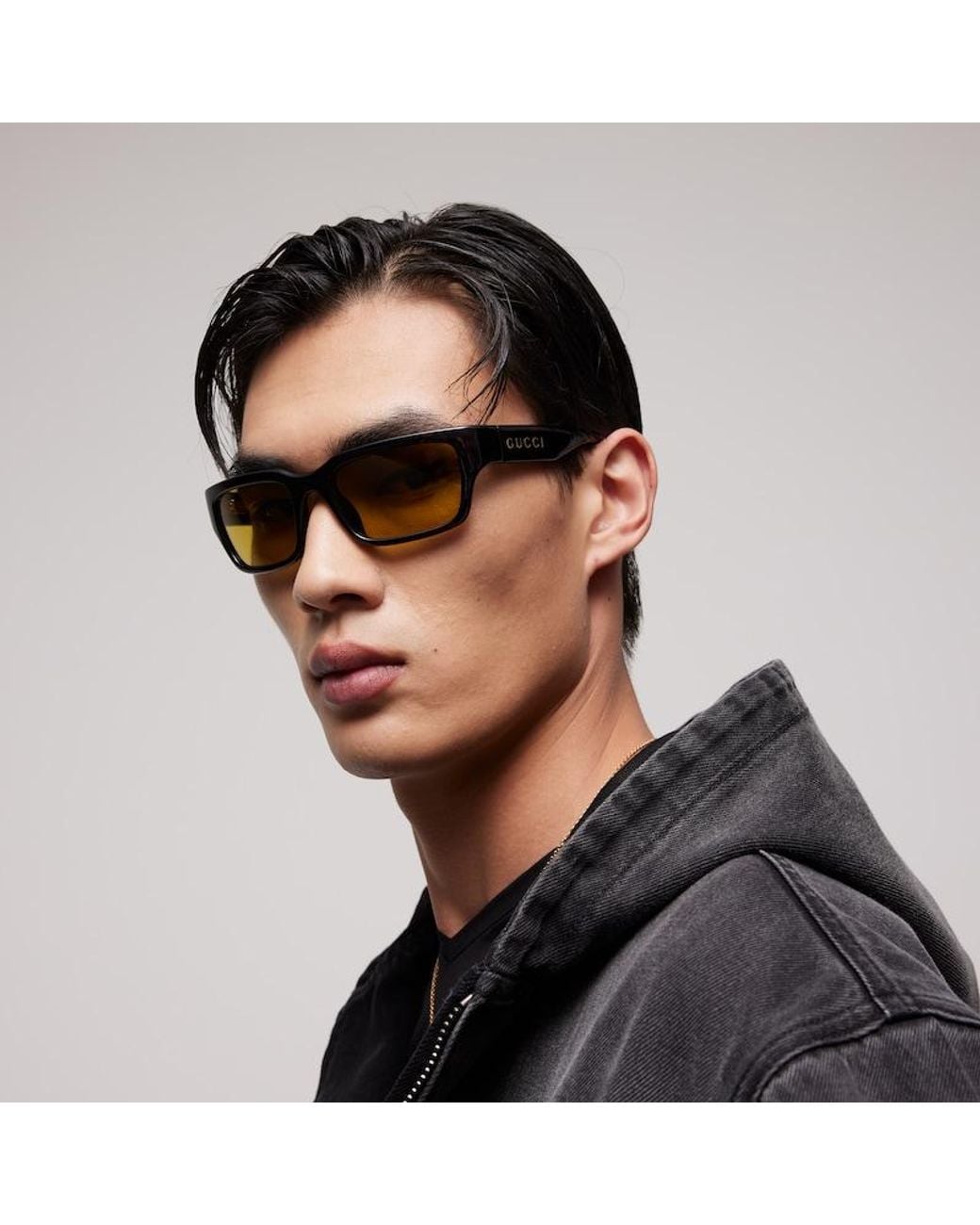 Gucci Brown Rectangular-Frame Sunglasses for men