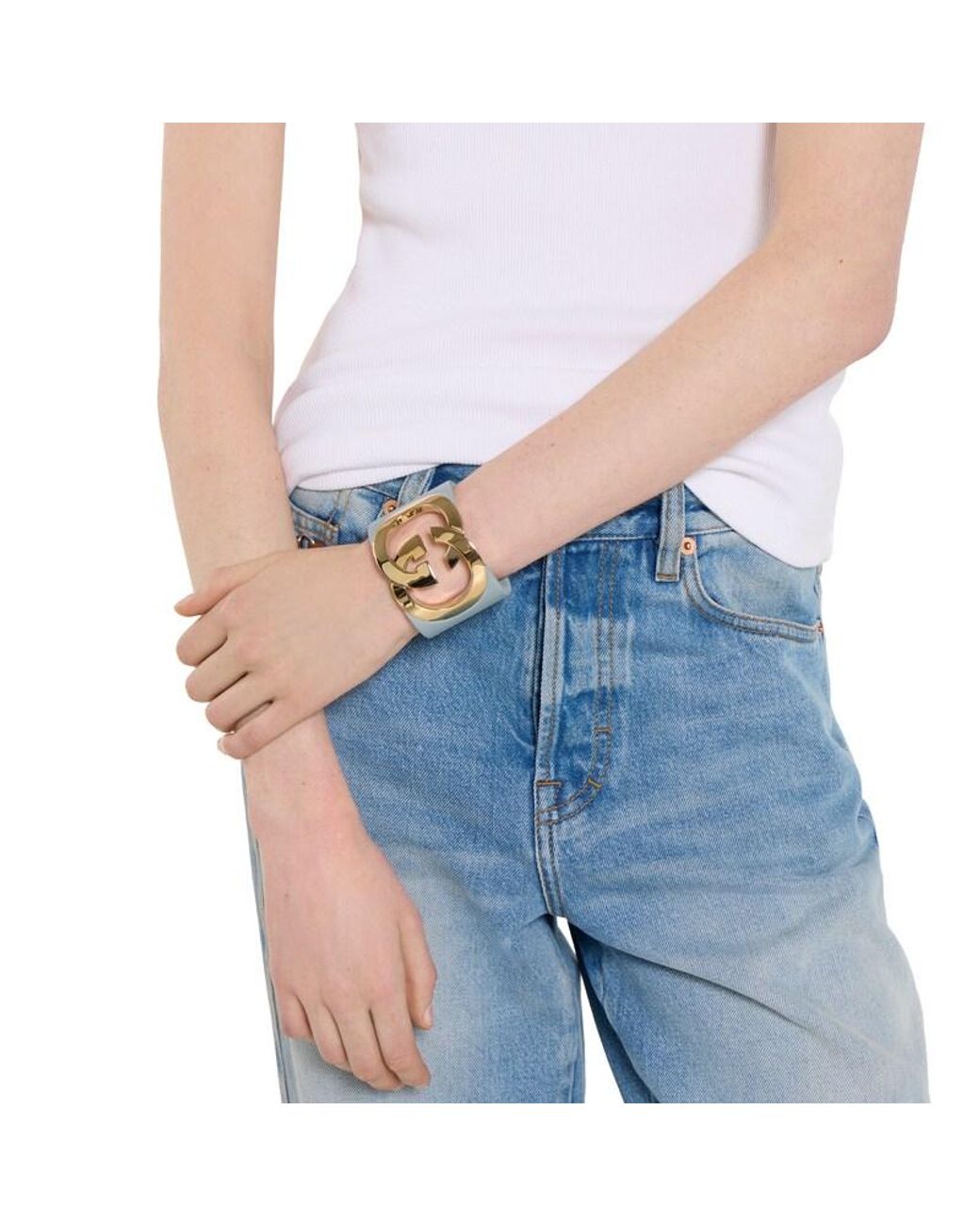 Bracelet Manchette Interlocking, Taille Gucci en coloris Metallic