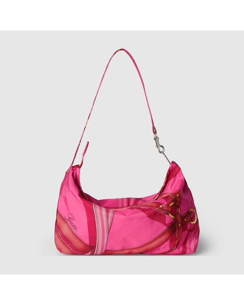 Gucci Pink Small Printed Pouch With Strap