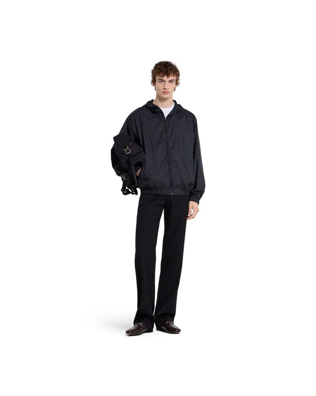 Gucci Blue Gg Nylon Zip Jacket for men