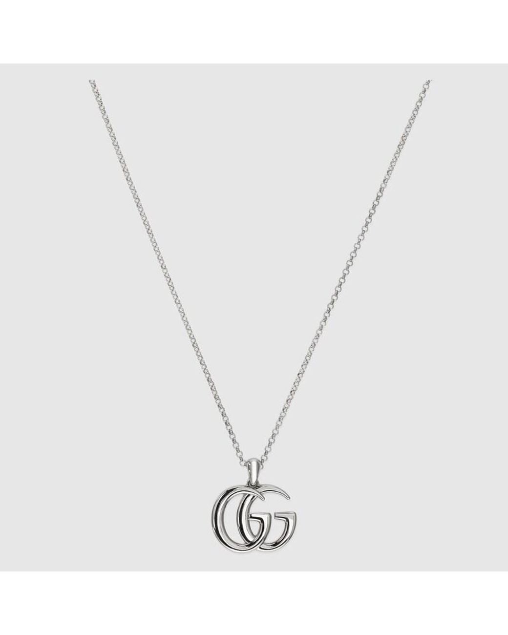 Gucci Metallic Gg Marmont Pendant Necklace