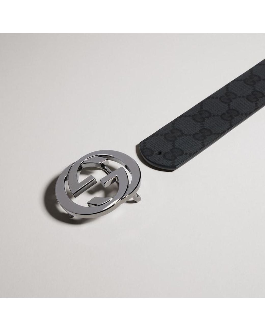 Gucci Black Reversible Belt With Interlocking G Buckle, Size 115, Leather for men