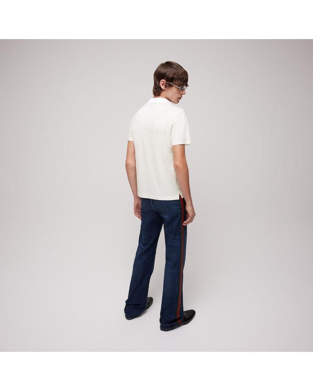 Gucci White Cotton Jersey Polo Shirt With Web for men