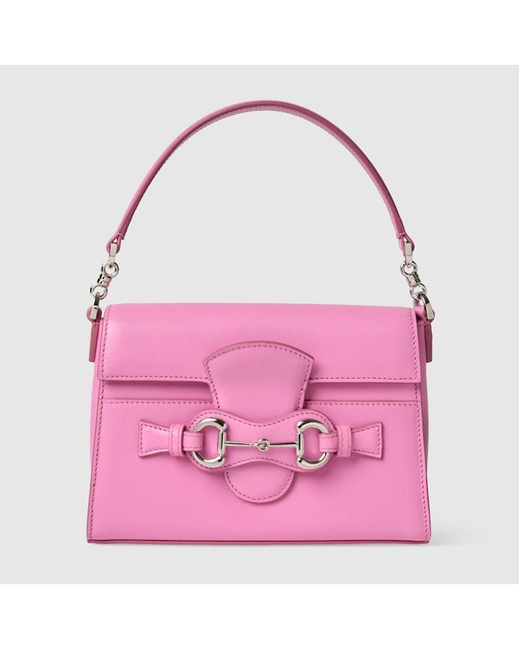 Gucci Pink Horsebit Duomo Small Top Handle Bag, Leather