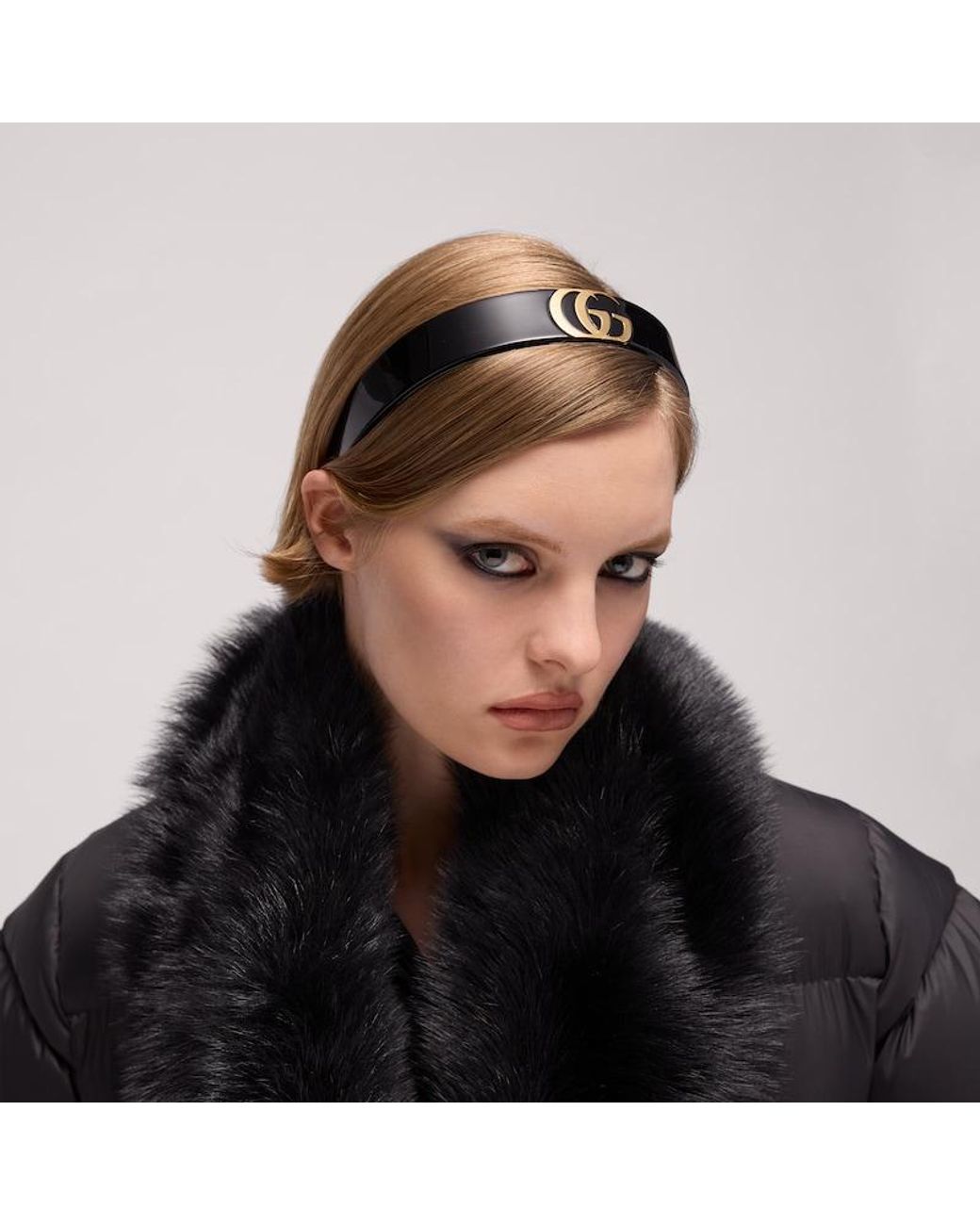 Gucci Black Hair Band With Double G, Resin