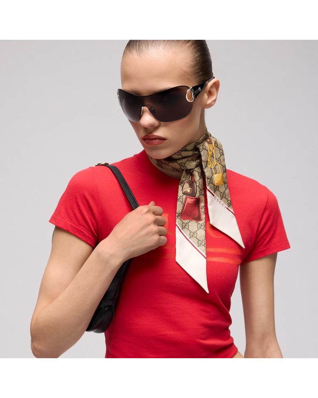 Gucci White Printed Silk Twill Ribbon