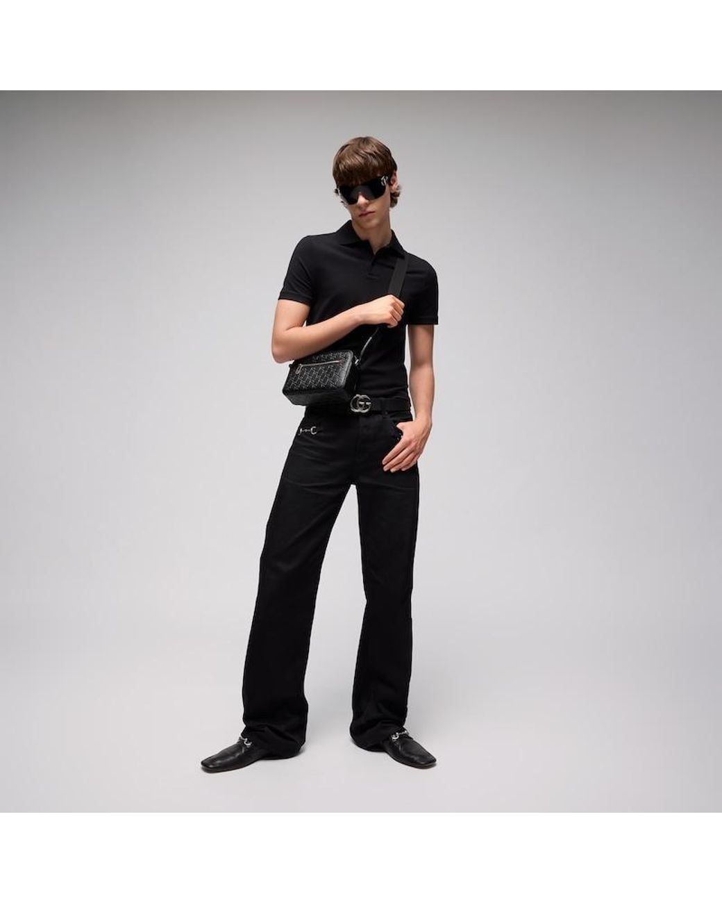 Gucci Black Gg Emblem Small Crossbody Bag for men