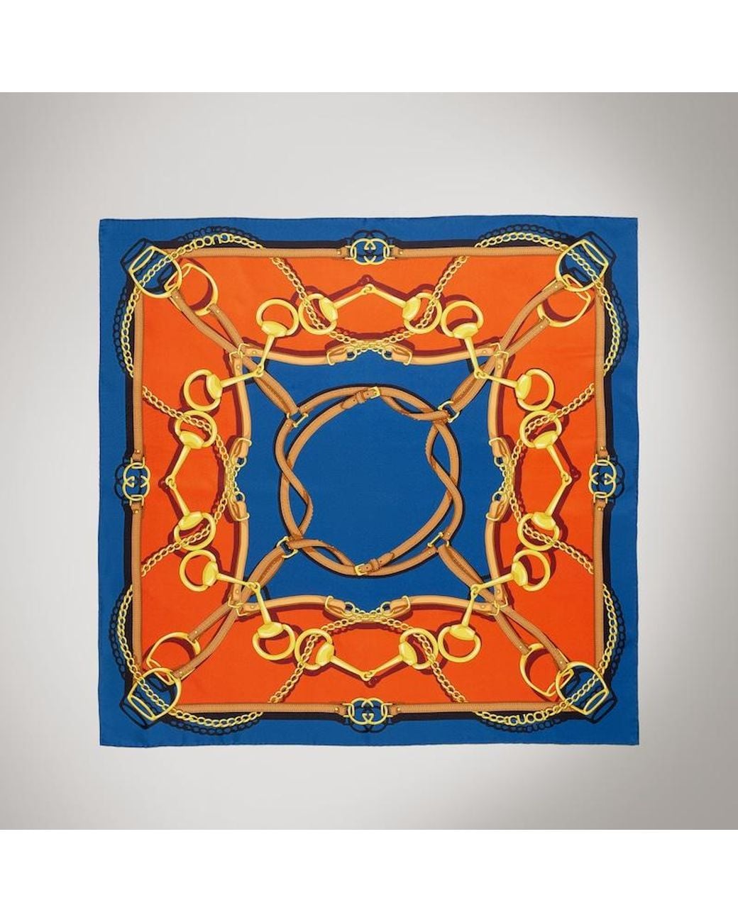 Gucci Orange Reversible Printed Silk Twill Carré