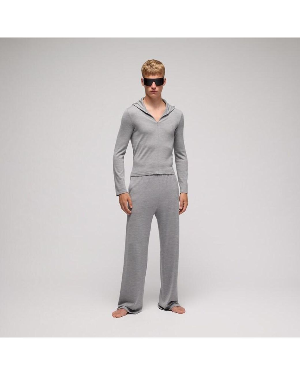 Gucci Gray Wool Silk Blend Hooded Cardigan for men