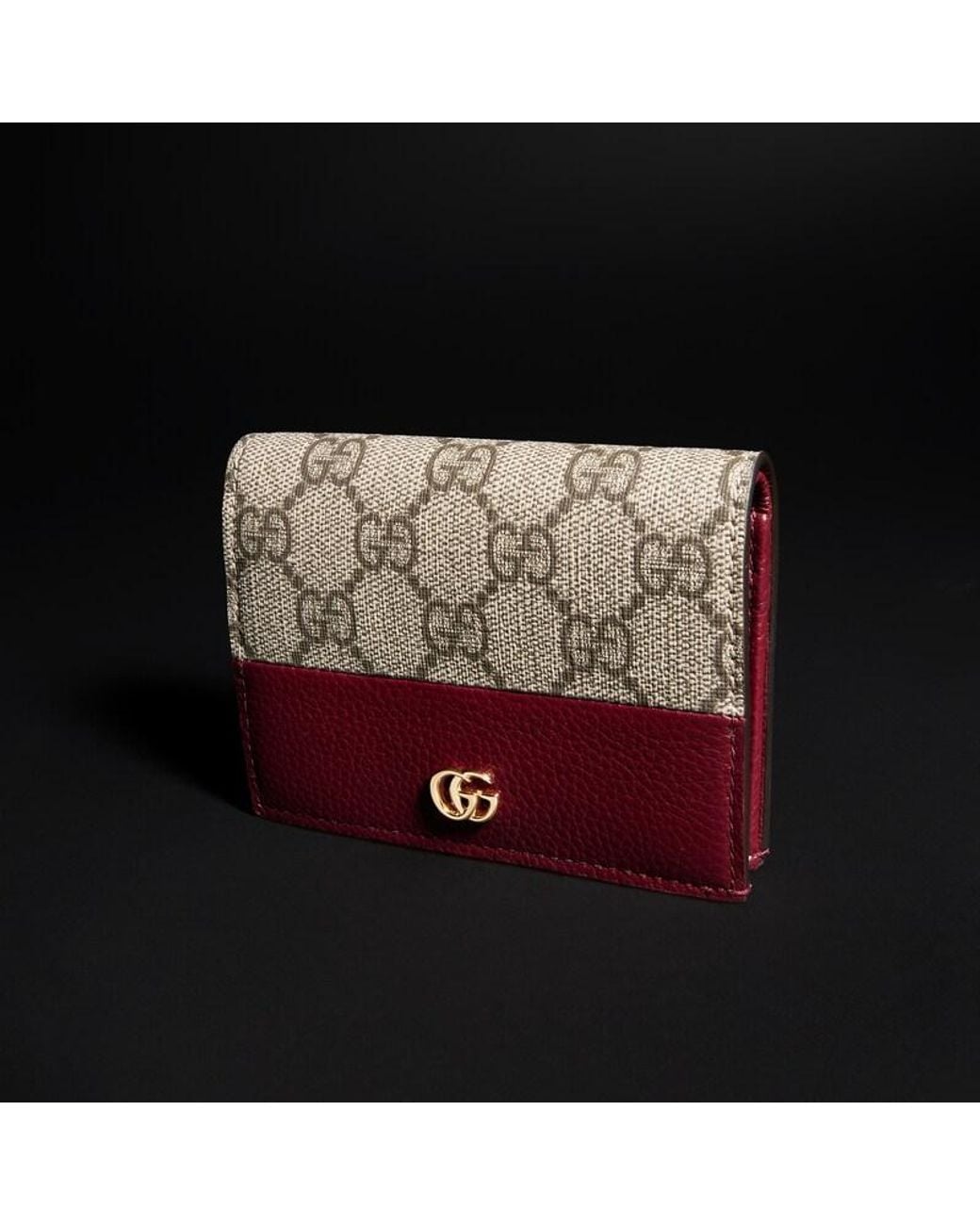 Gucci Red Gg Marmont Bi-Color Mini Wallet