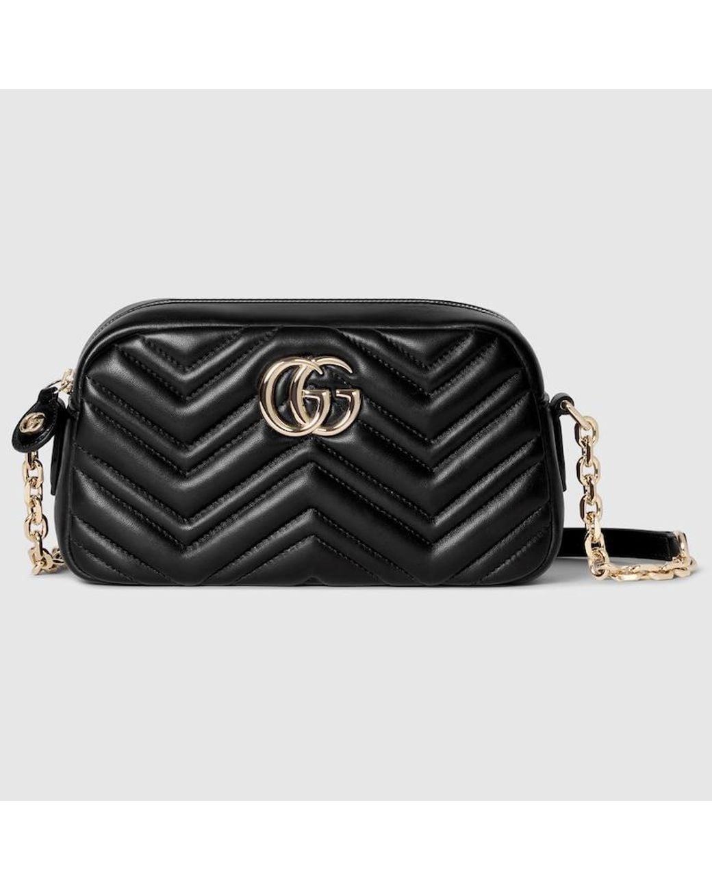 Gucci Black Gg Marmont Small Camera Bag, Leather