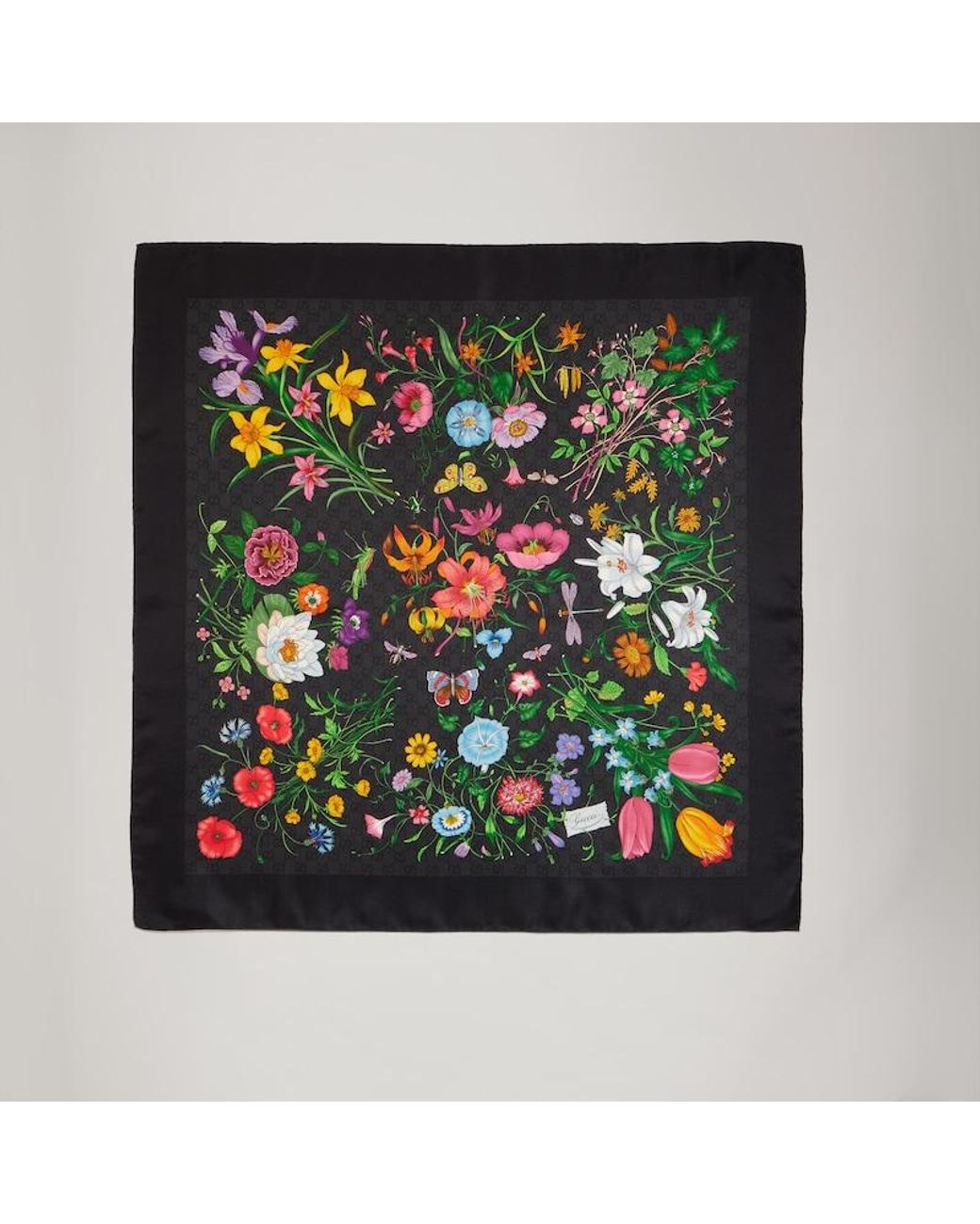 Gucci Green Printed Gg Silk Twill Carré
