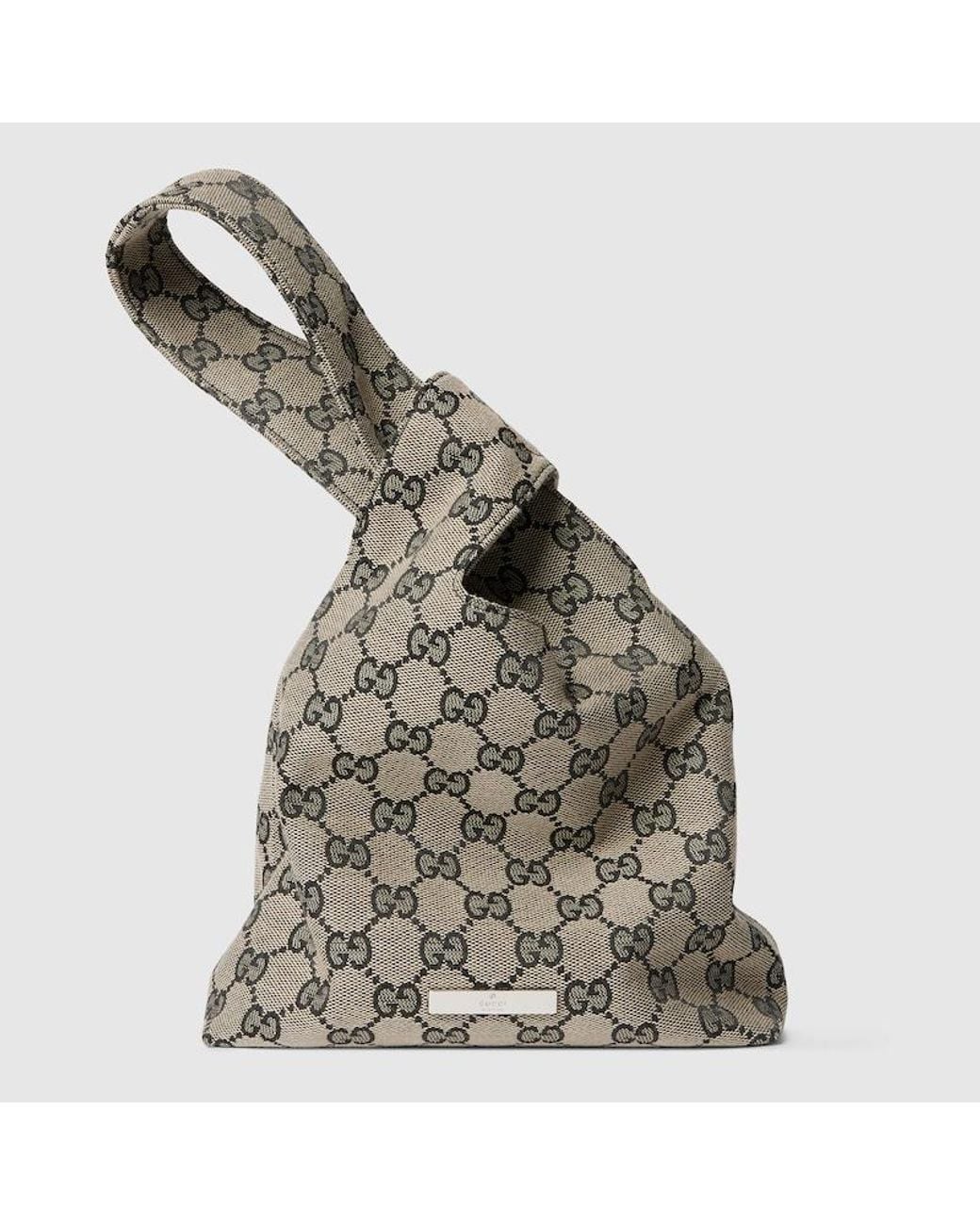 Gucci Metallic Small Soft Top Handle Bag, Original Gg Fabric