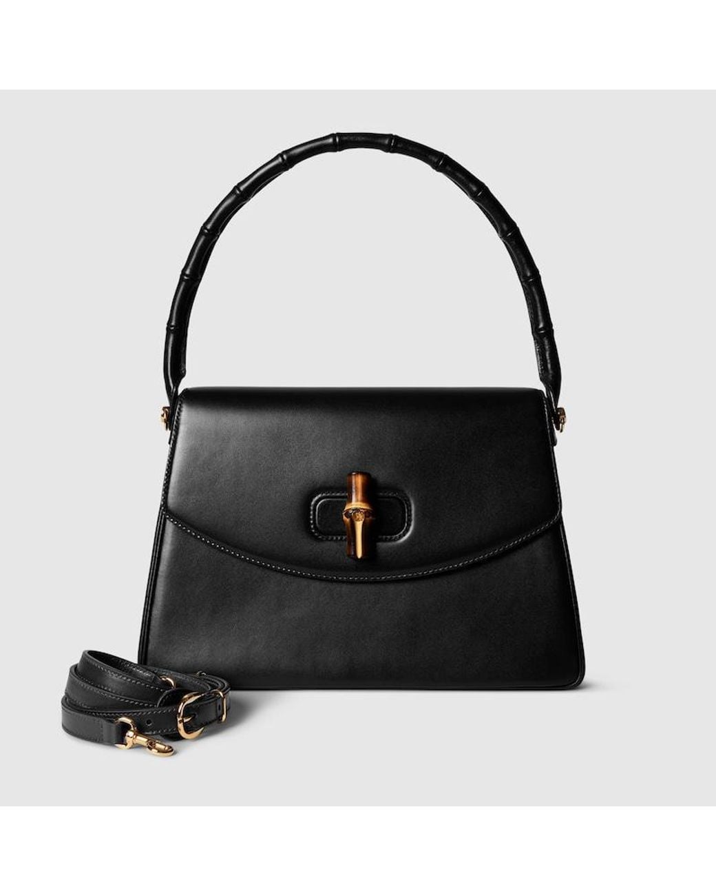 Gucci Black Bamboo Vendetta Medium Top Handle Bag, Leather