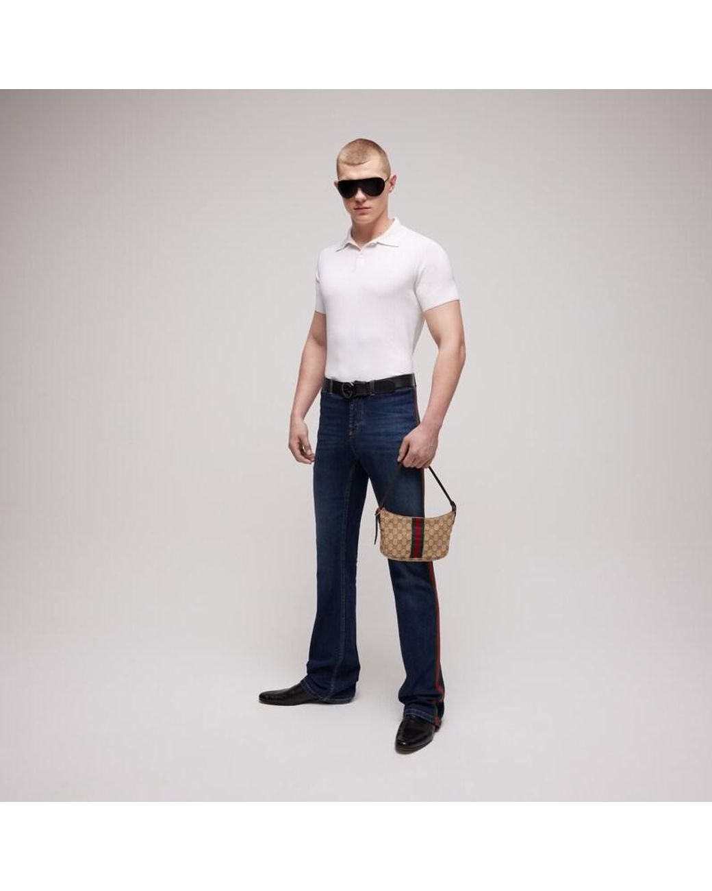 Gucci White Silk Cotton Polo Shirt With Embroidery for men