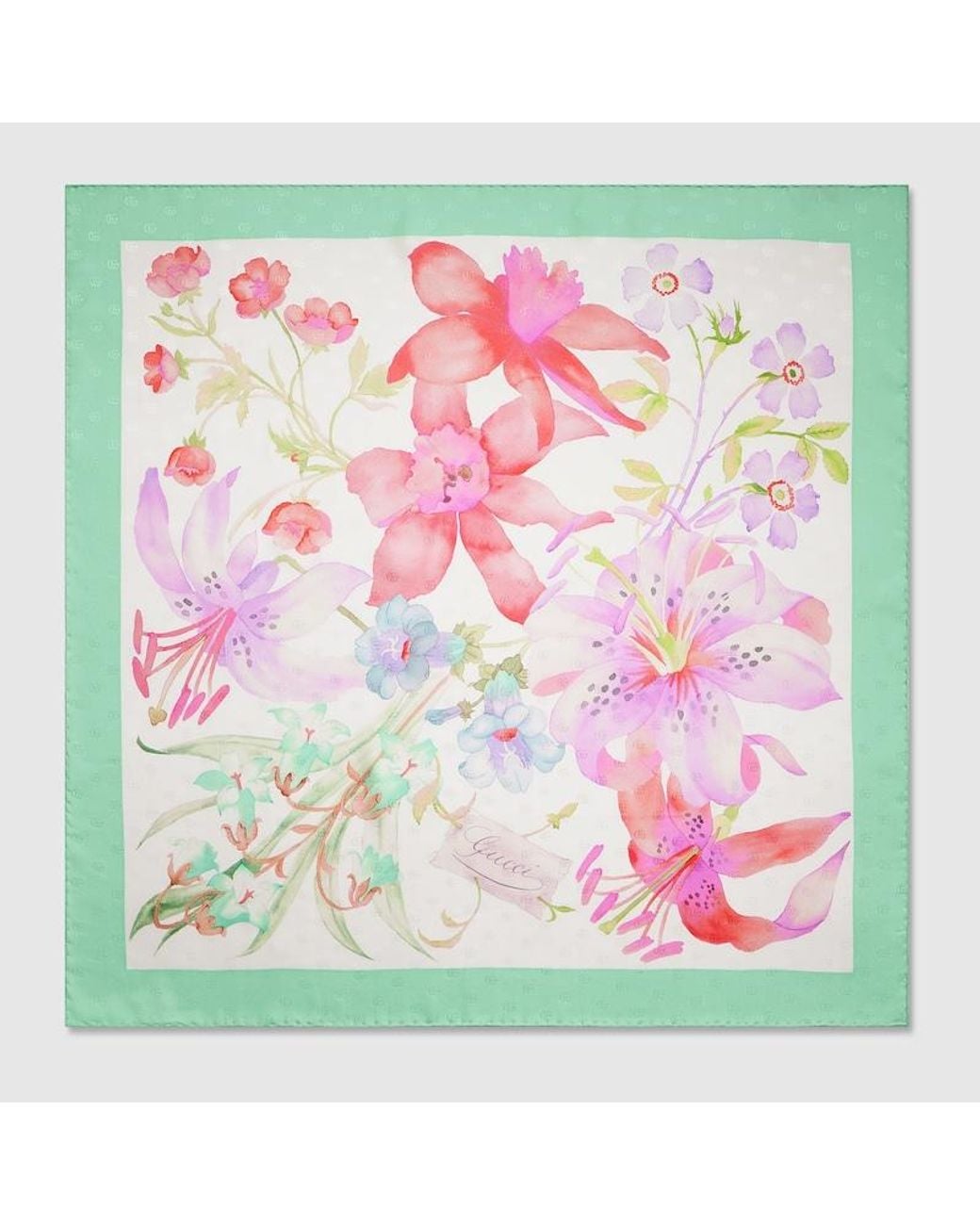 Gucci Pink Printed Double G Silk Carré