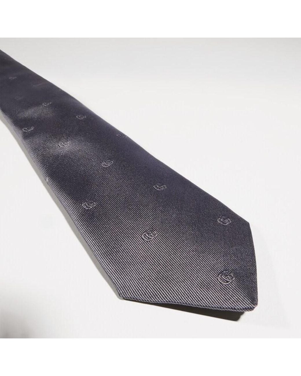 Gucci Gray Double G Silk Jacquard Tie for men