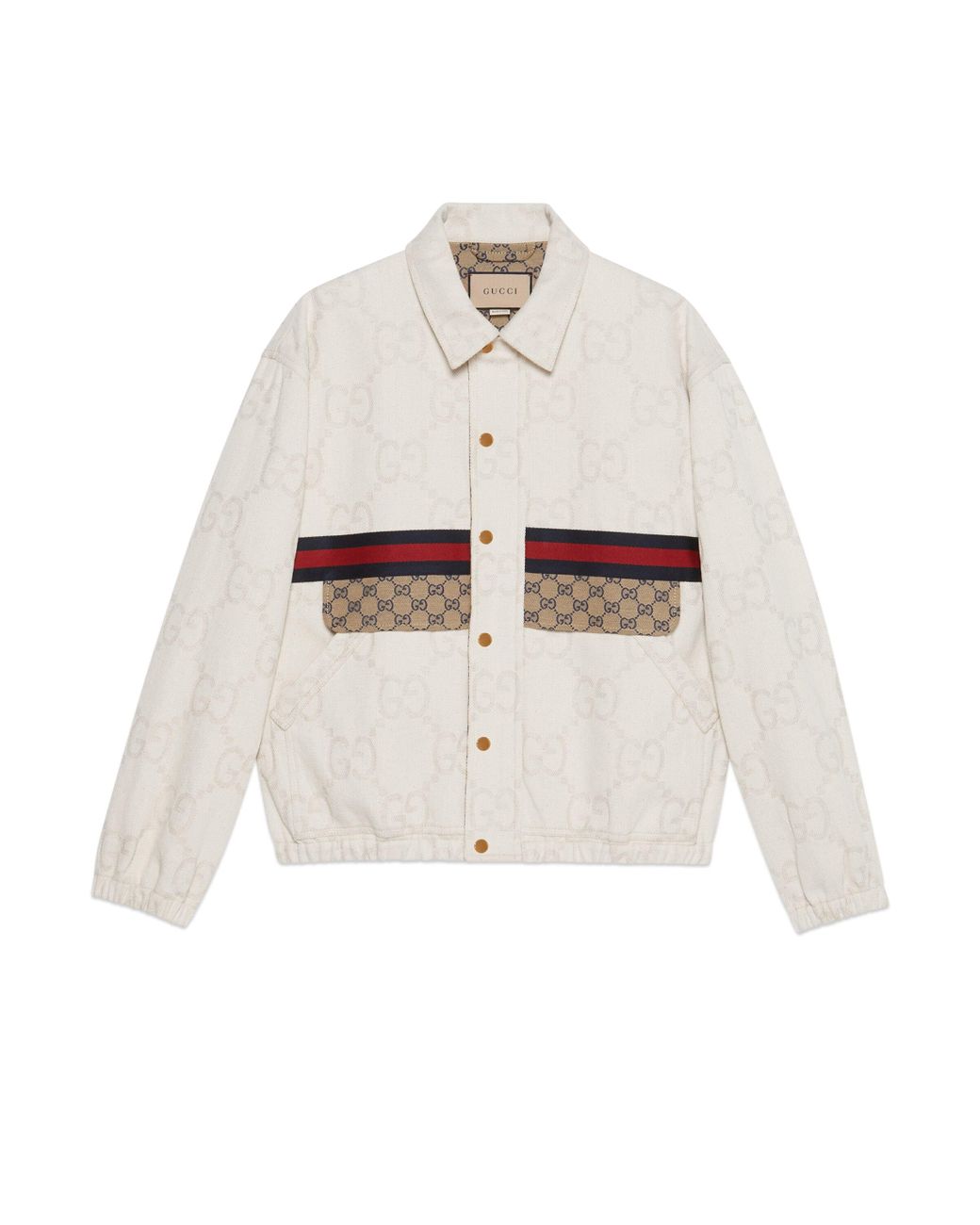 Gucci Maxi GG Denim Jacket With Web in White for Men