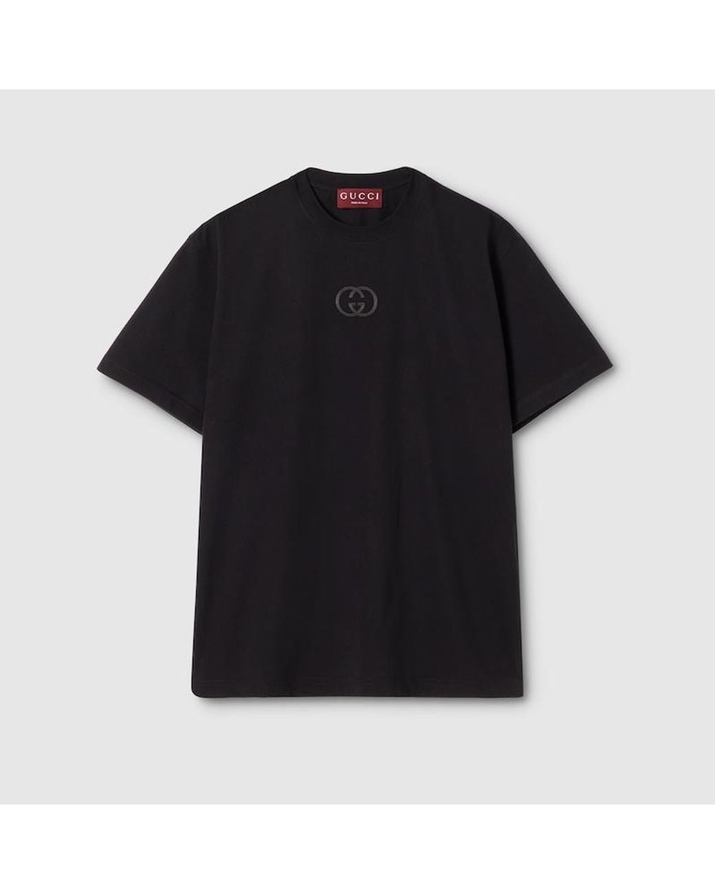 Gucci Black Cotton Jersey T-Shirt With Embroidery for men
