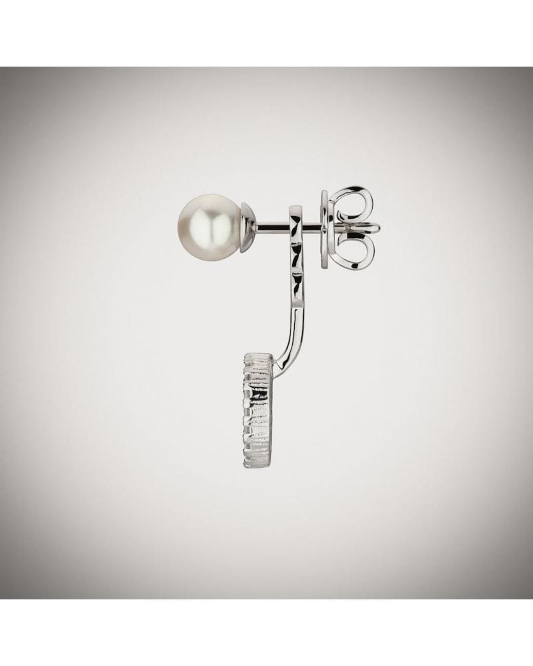 Gucci Metallic Pearl And Crystal Ear Jacket Earrings