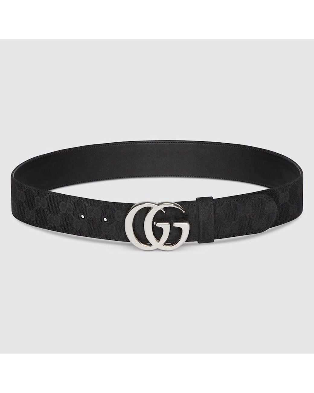 Gucci Black Flat Marmont Belt, Size 70, Gg Canvas for men