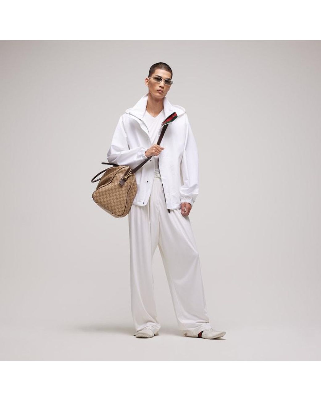 Gucci White Compact Cotton Canvas Zip Jacket for men